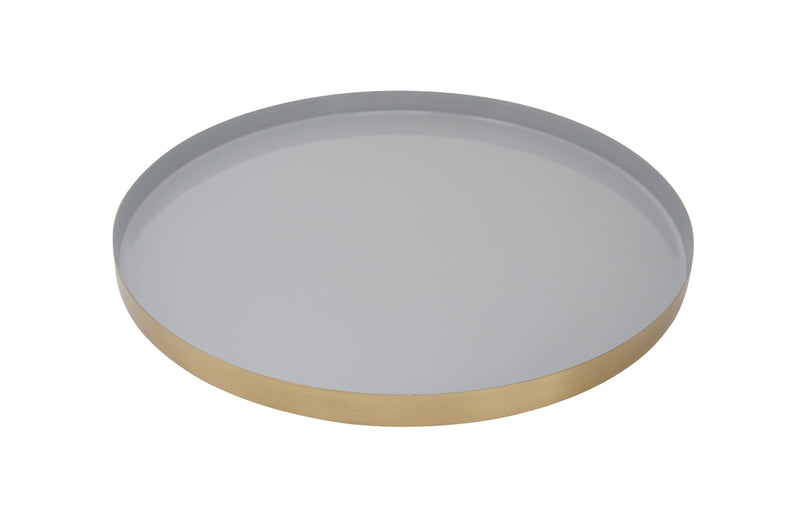LaLe Living Dekotablett Isa rund in Gold/Grau mit Emaille, Ø34 cm Kostenloser Versand