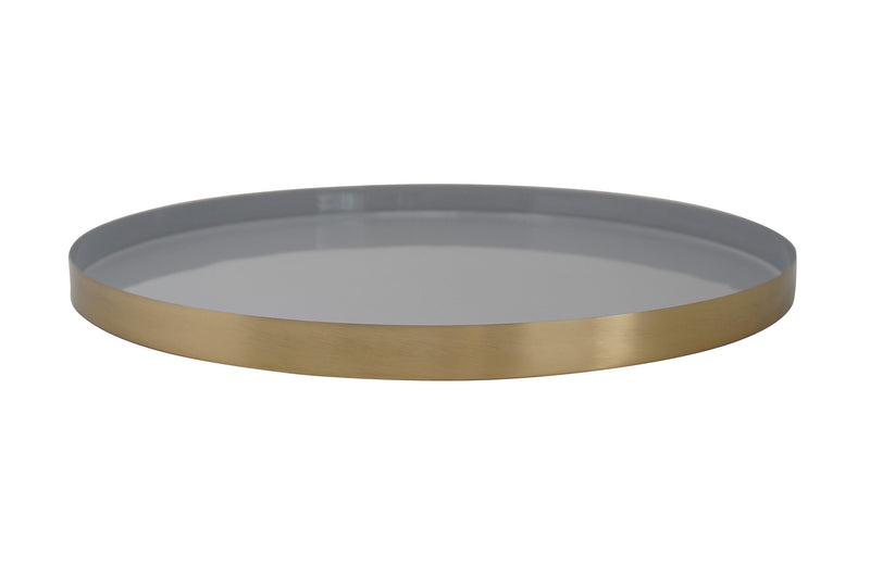 LaLe Living Dekotablett Isa rund in Gold/Grau mit Emaille, Ø34 cm Kostenloser Versand
