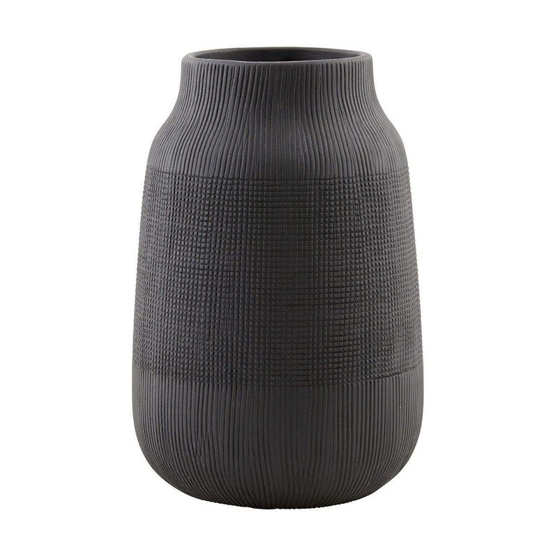 House Doctor Vase Groove aus Lehm in Schwarz, Ø 15cm, H: 22cm Cyber Monday