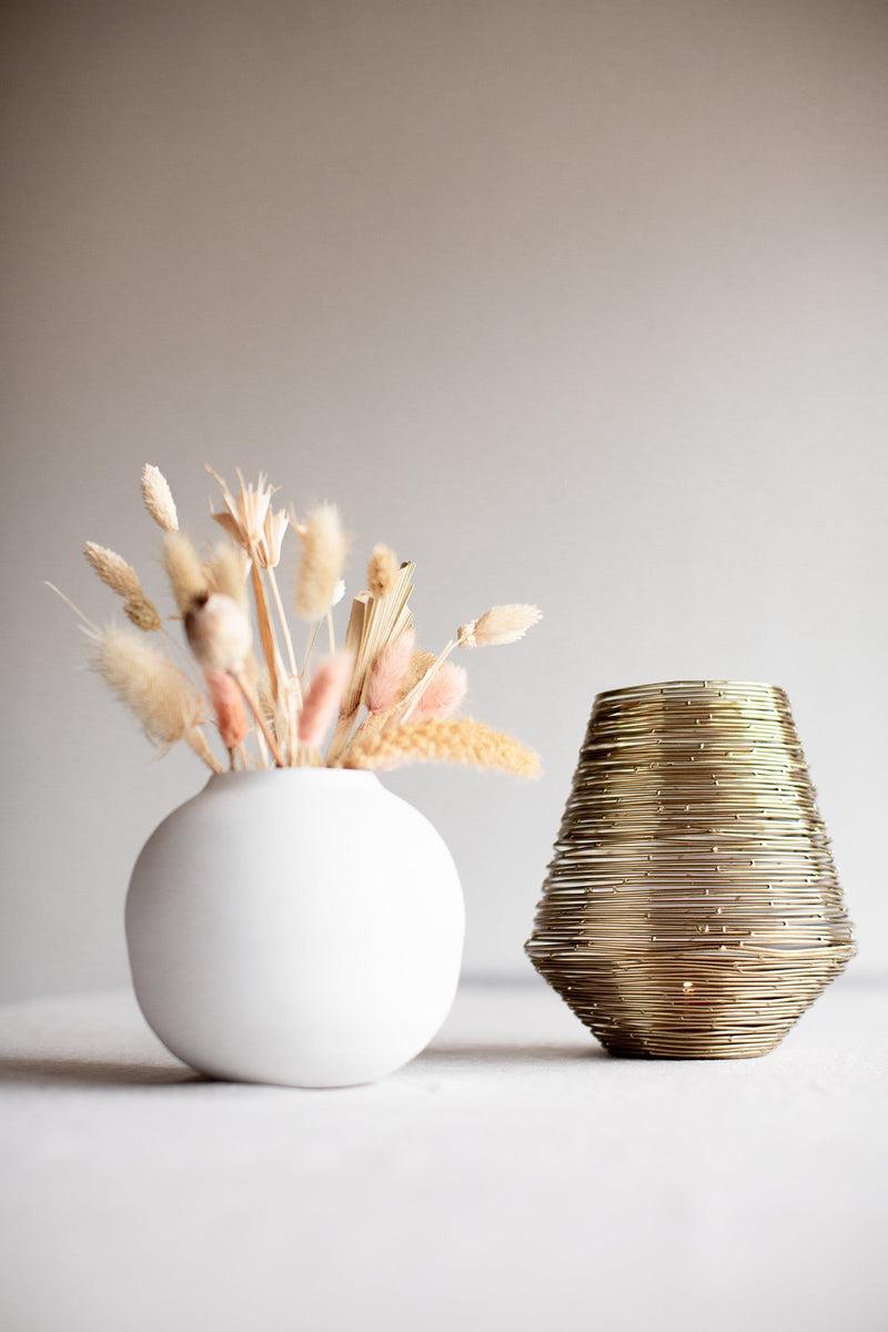 LaLe Living Vase "Soyah" aus Eisen in Weiß, Ø14,5x13,5cm Valentinstagsangebot