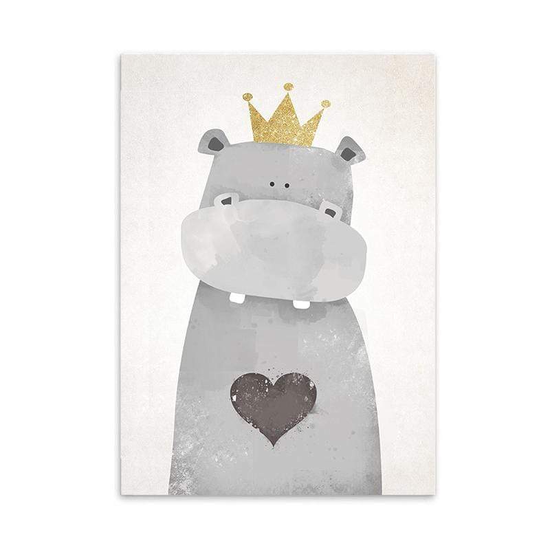 LaLe Living Bild Leinwanddruck Hippo A3 / A4 Im Verkauf