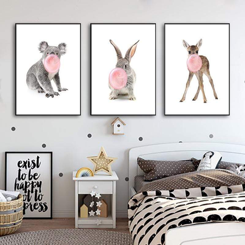 LaLe Living Bild Leinwanddruck Koala mit rosa Kaugummiblase A4 21x30cm Verkauf