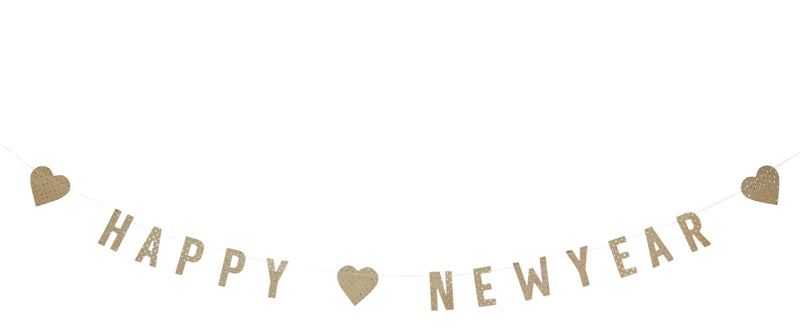 MADAM STOLTZ Happy New Year Girlande in Gold, 1m Tiefpreis