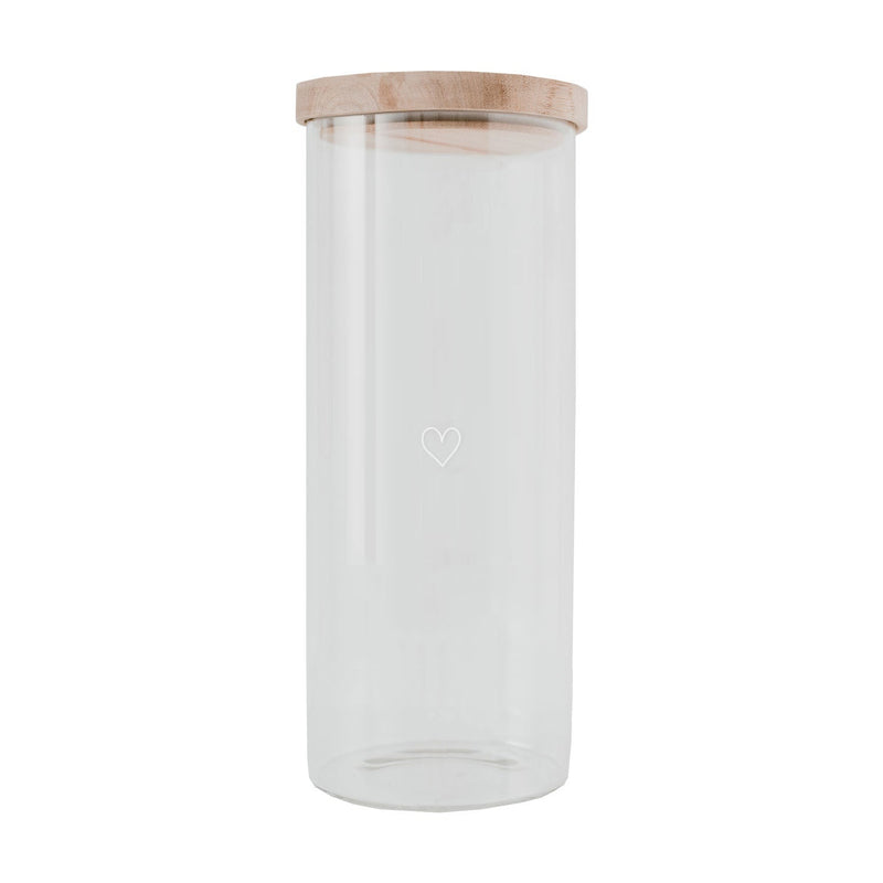 Eulenschnitt Vorratsglas mit Herzaufdruck in Weiß, Ø 11cm Saisonschlussverkauf