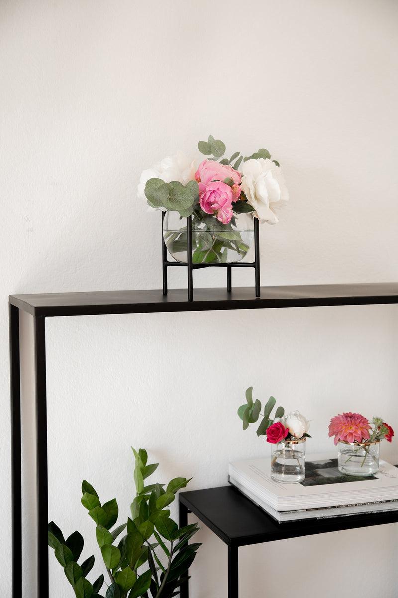 LaLe Living Vase Arzu aus Glas & Eisen in Schwarz, 18 x 23 cm VIP-Rabatte