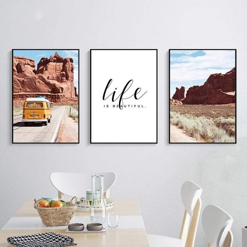 LaLe Living Bild Leinwanddruck mit Schriftzug "life IS BEAUTIFUL" A3 / A4 Wochenangebot
