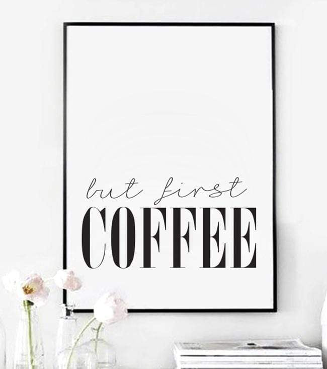 LaLe Living Bild Leinwanddruck mit Schriftzug "But First Coffee" Bis zu 50% Rabatt