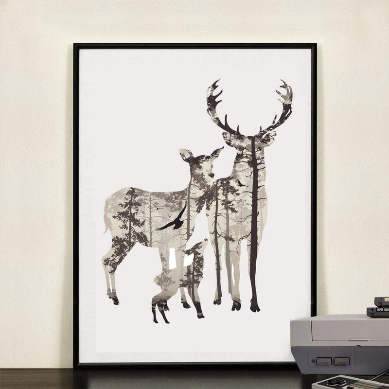 LaLe Living Bild Leinwanddruck Elch Familie A4 21x30cm Kostenloser Versand