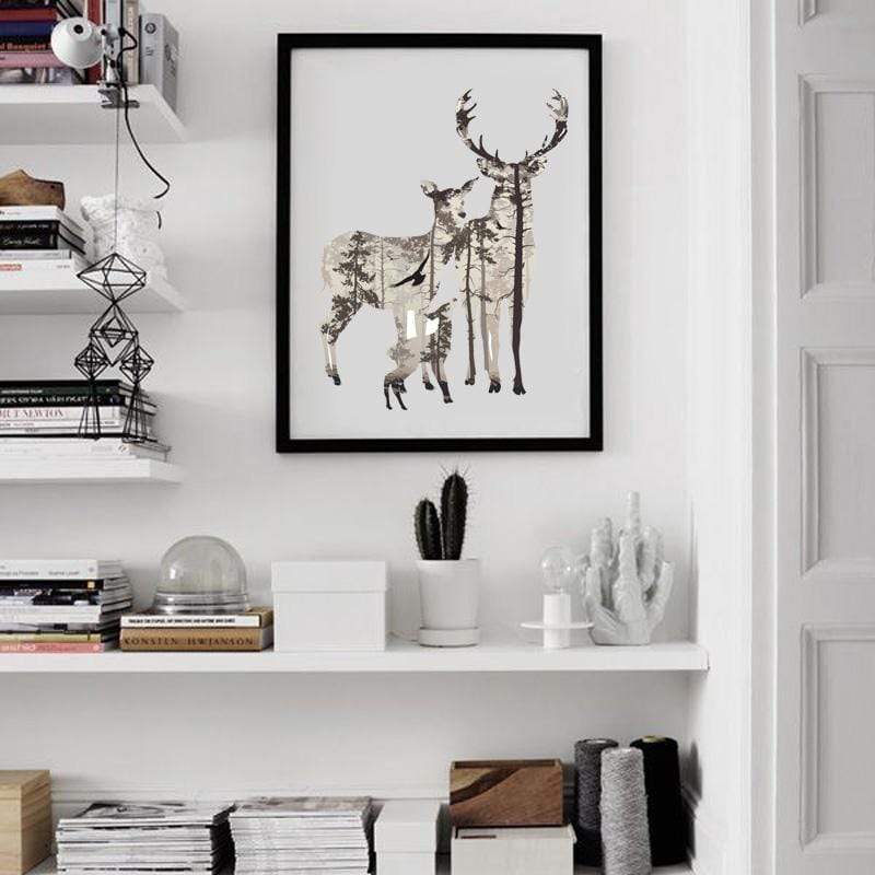 LaLe Living Bild Leinwanddruck Elch Familie A4 21x30cm Kostenloser Versand