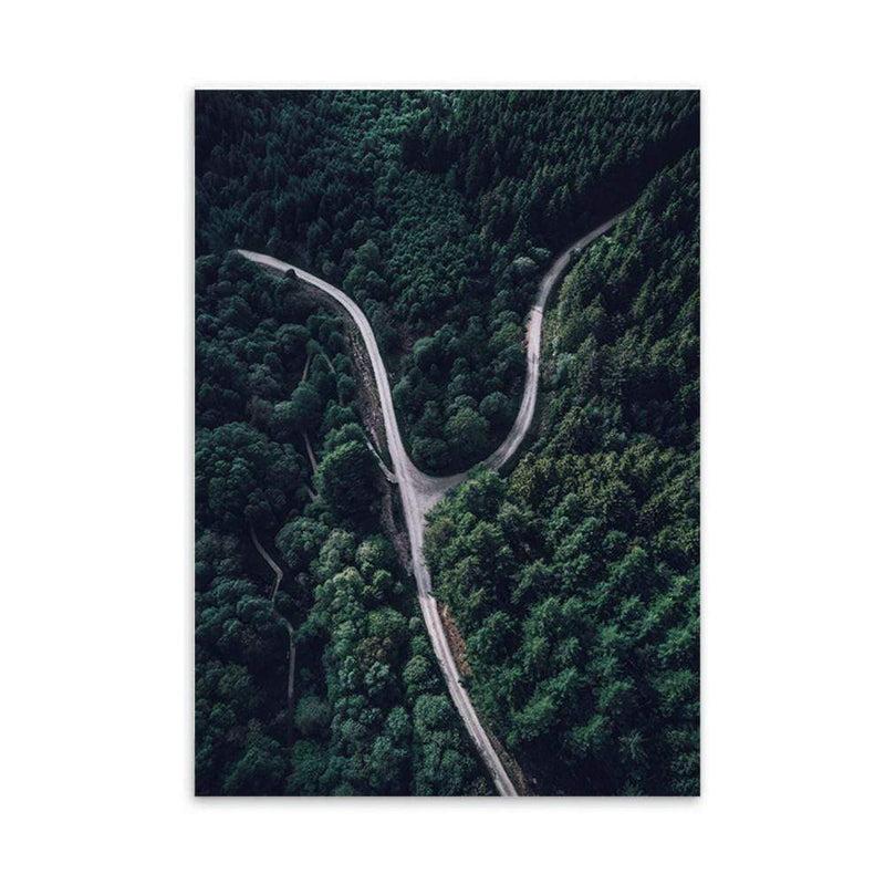 LaLe Living Bild Leinwanddruck Wald mit Straße A4 21x30cm Begrenztes Angebot