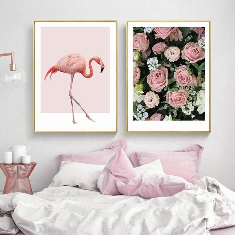 LaLe Living Bild Leinwanddruck mit Flamingo Motiv A3 / A4 Osterangebot