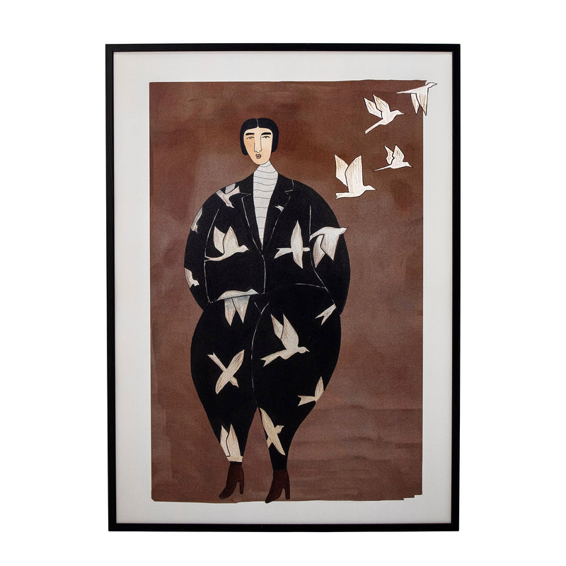 Bloomingville Bologna Illustration mit Rahmen, Schwarz, Kiefer Kauf eins, bekomm eins gratis