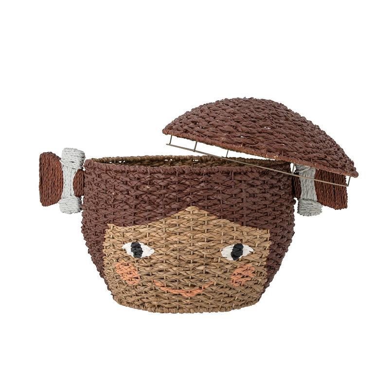 Bloomingville MINI Lill Korb mit Deckel, Braun, Bankuan-Gras Riesige Rabatte