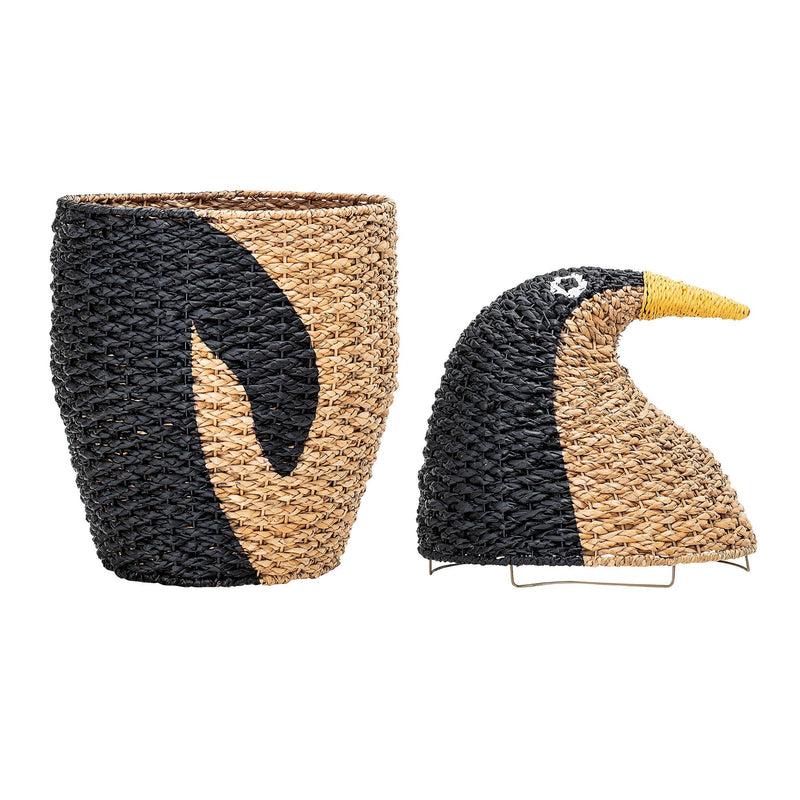 Bloomingville MINI Tazia Korb mit Deckel, Schwarz, Bankuan-Gras Online Outlet
