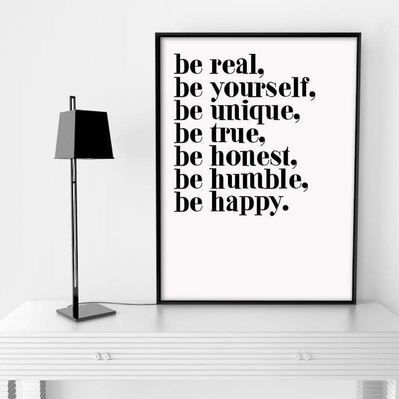 LaLe Living Bild Leinwanddruck mit inspirierendem "be unique" Schriftzug A4 21x30cm Kostenloser Versand