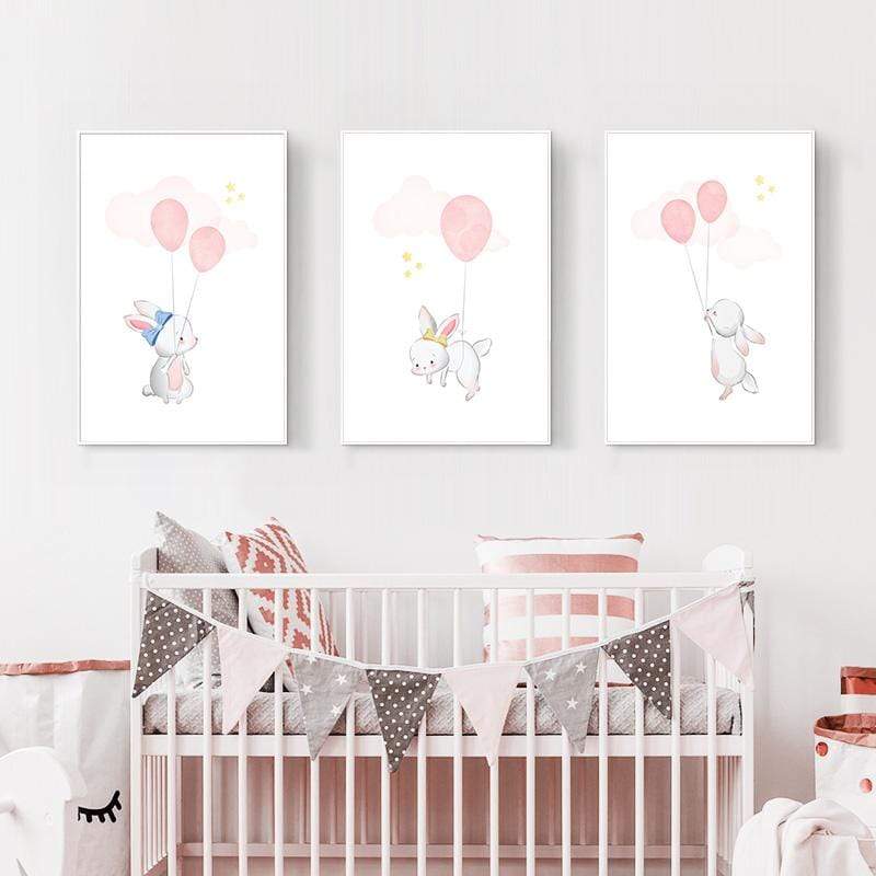 LaLe Living Bild Leinwanddruck Bunny mit rosa Ballon A3 / A4 Limitierter Zeitrabatt