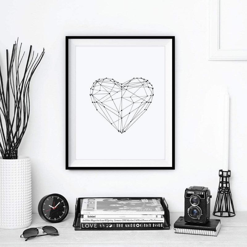 LaLe Living Bild Leinwanddruck mit geo Herz Form A4 21x30cm Saisonschlussverkauf