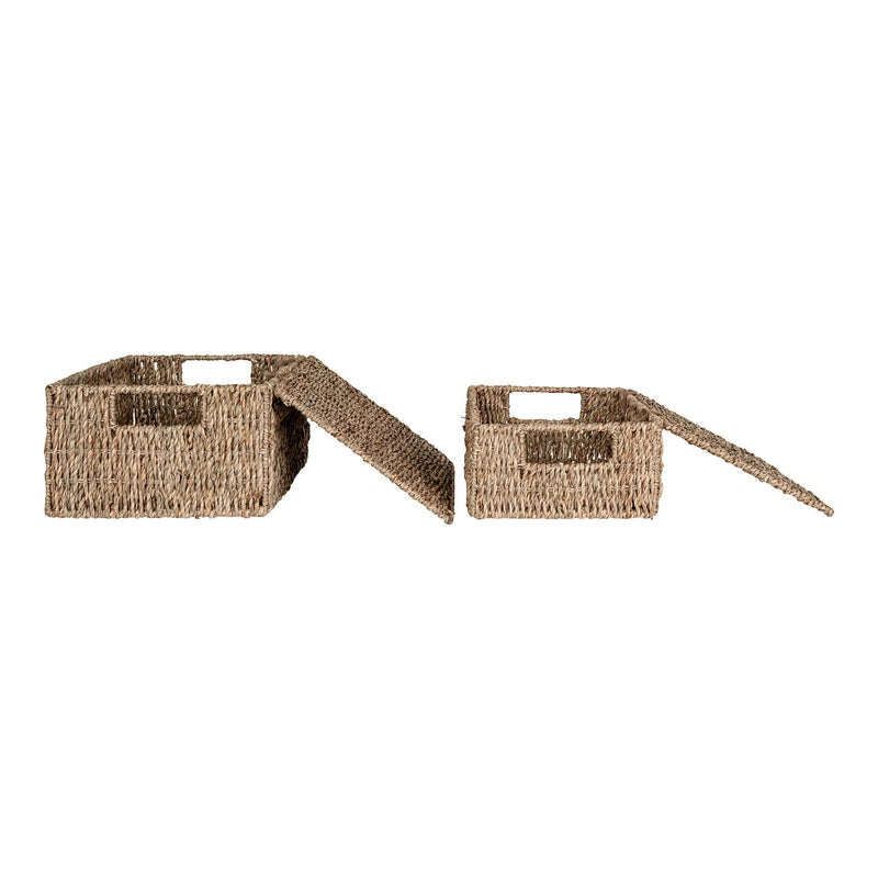 House Nordic Aufbewahrungskörbe 2er Set Venoso mit Deckel aus Seegras Super Sparpreis