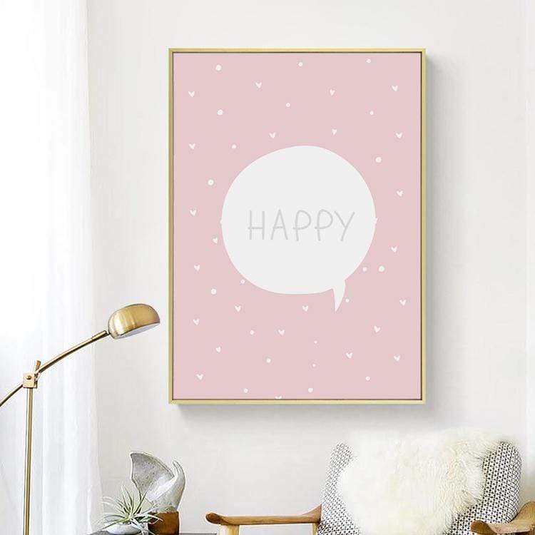 LaLe Living Bild Leinwanddruck HAPPY Schriftzug A4 21x30cm Vierteljährliche Förderung