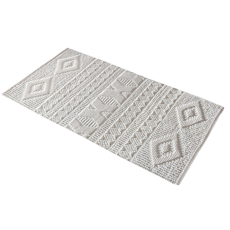 LaLe Living Teppich Doku aus PET Garn in Elfenbeinweiß, 150 x 80 cm Verkauf