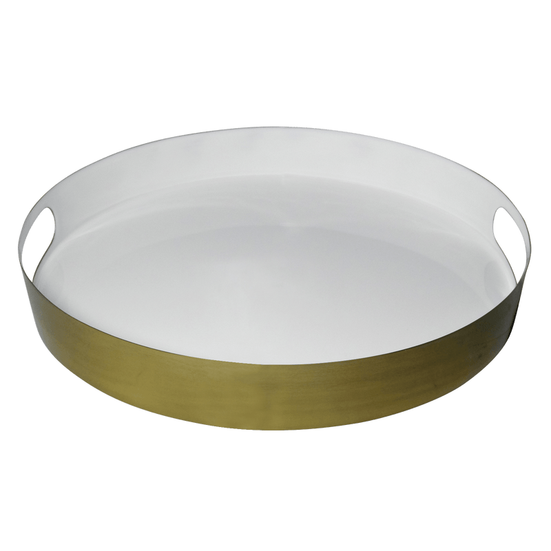 LaLe Living Serviertablett Glam aus Eisen in Gold/Weiß, Ø31 cm Blitzverkäufe