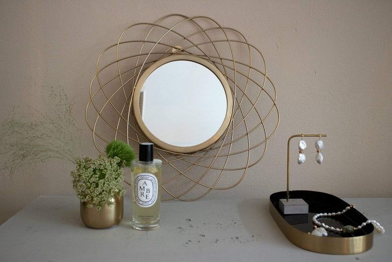 LaLe Living Wandspiegel "Ayna" aus Eisen in Gold, Ø44,5cm Exklusivangebot