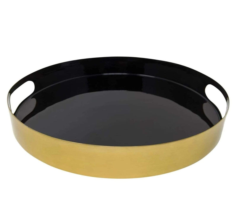 LaLe Living Serviertablett "Glam" aus Eisen in Gold/Schwarz, Ø31cm Cyber Monday