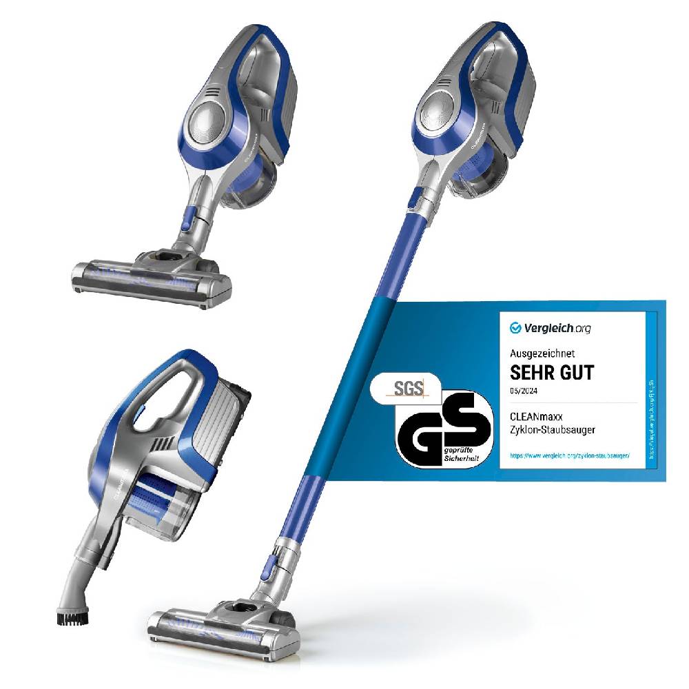 CLEANmaxx Akku-Zyklonstaubsauger - blau/silber Günstig kaufen