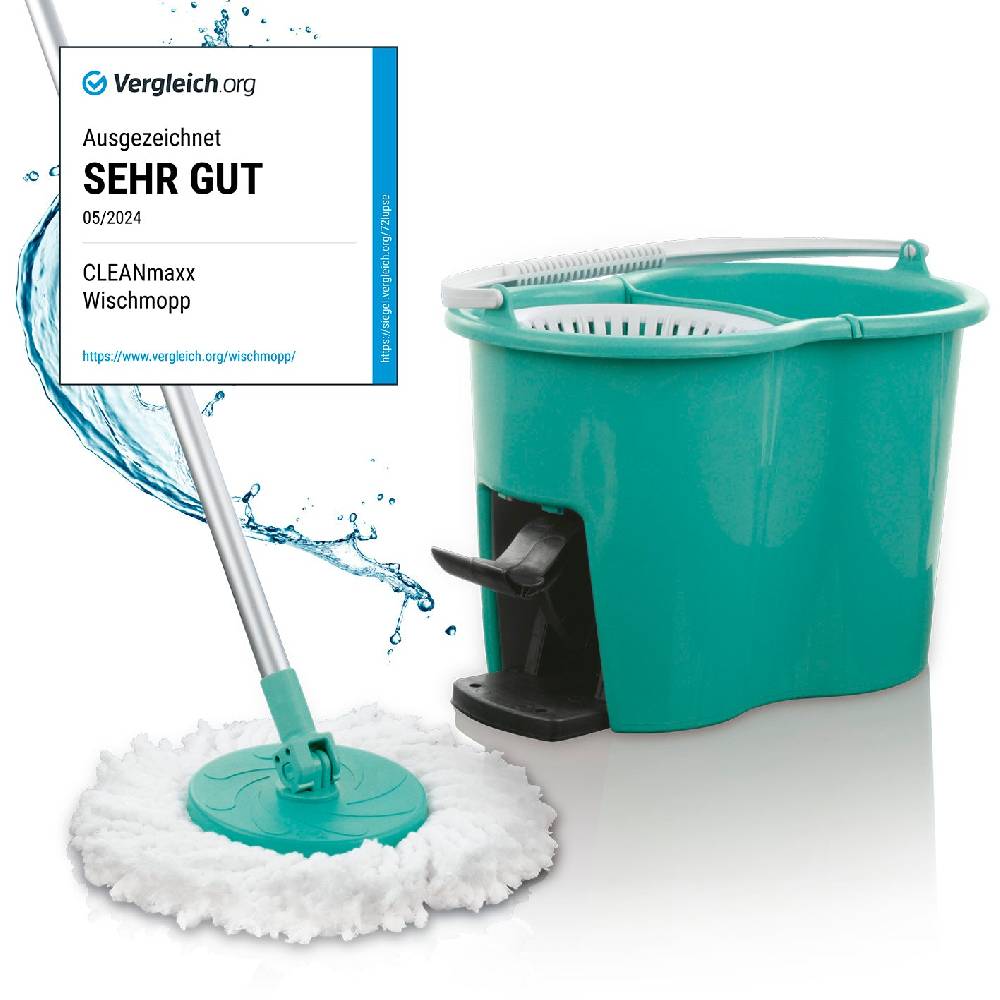 CLEANmaxx Power-Wischmopp - Zwei-Kammer-Filtersystem - türkis Black Friday