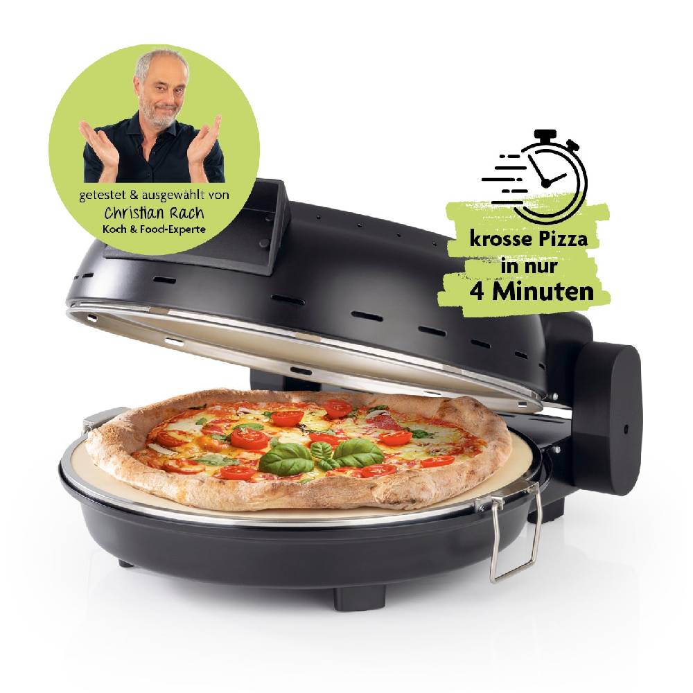 Rachs KOCHWERK Pizza Maker mit Temperatureinstellung inkl. herausnehmbarem Pizzastein - schwarz matt Neuheiten