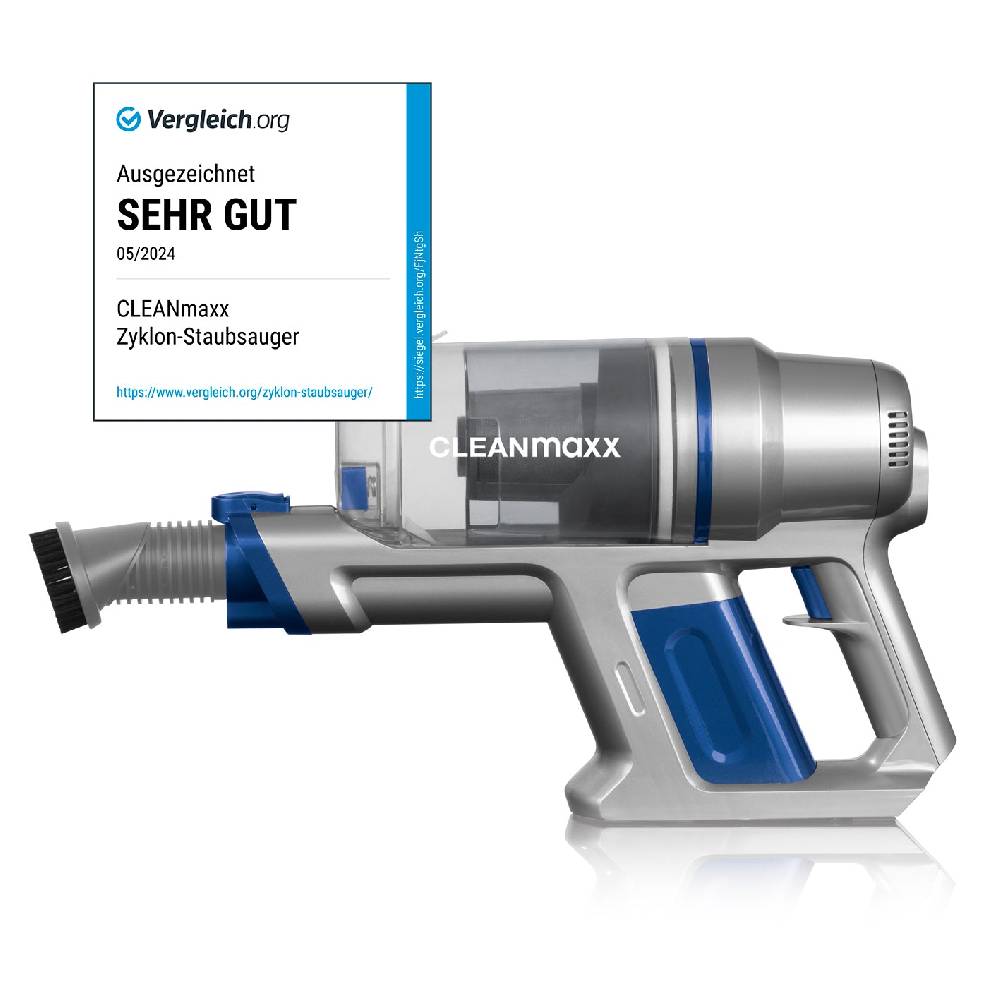 CLEANmaxx Akku-Zyklon-Staubsauger - silber/blau Vierteljährliche Förderung