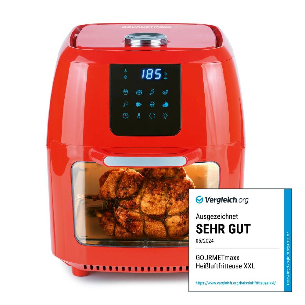 GOURMETmaxx Heißluft-Fritteuse Digital - 9in1 - 1800 Watt - rot Begrenzt auf 3 Tage