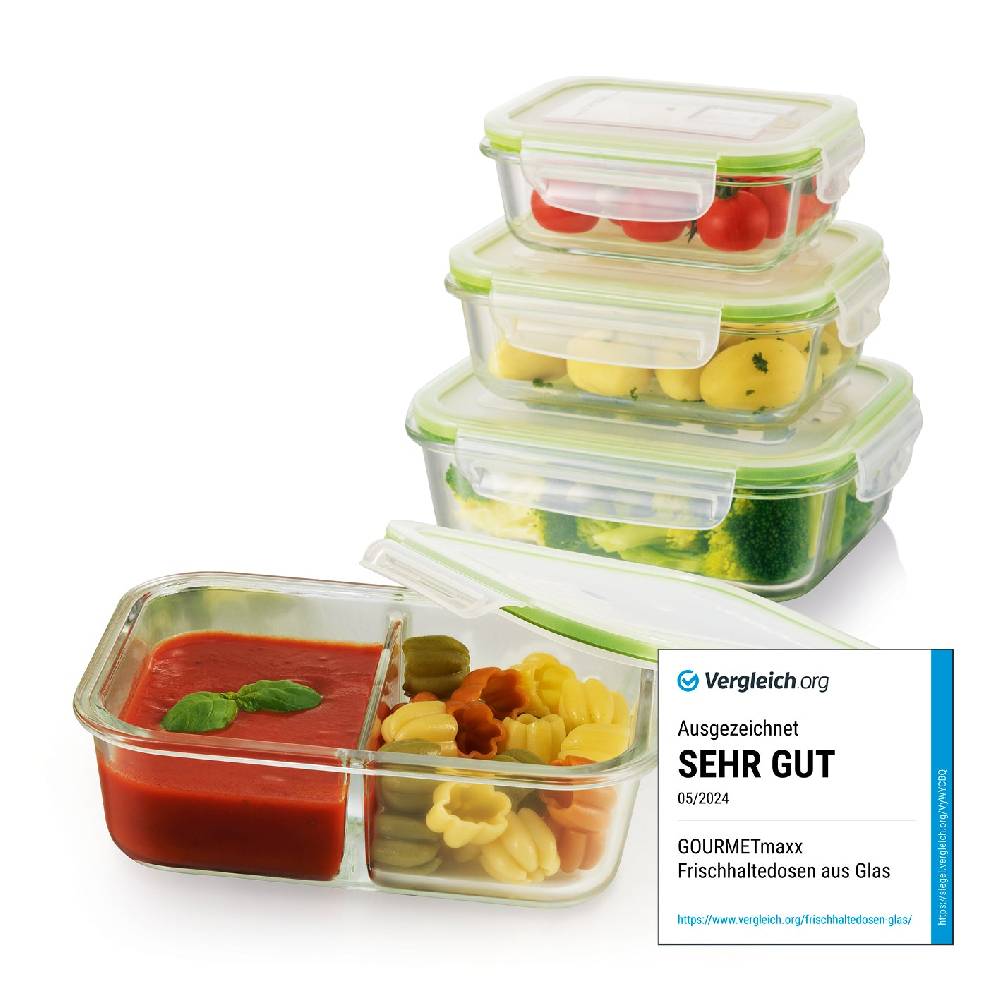 GOURMETmaxx Glas-Frischhaltedosen Klick-it - 8-tlg. - Limegreen Online Shopping