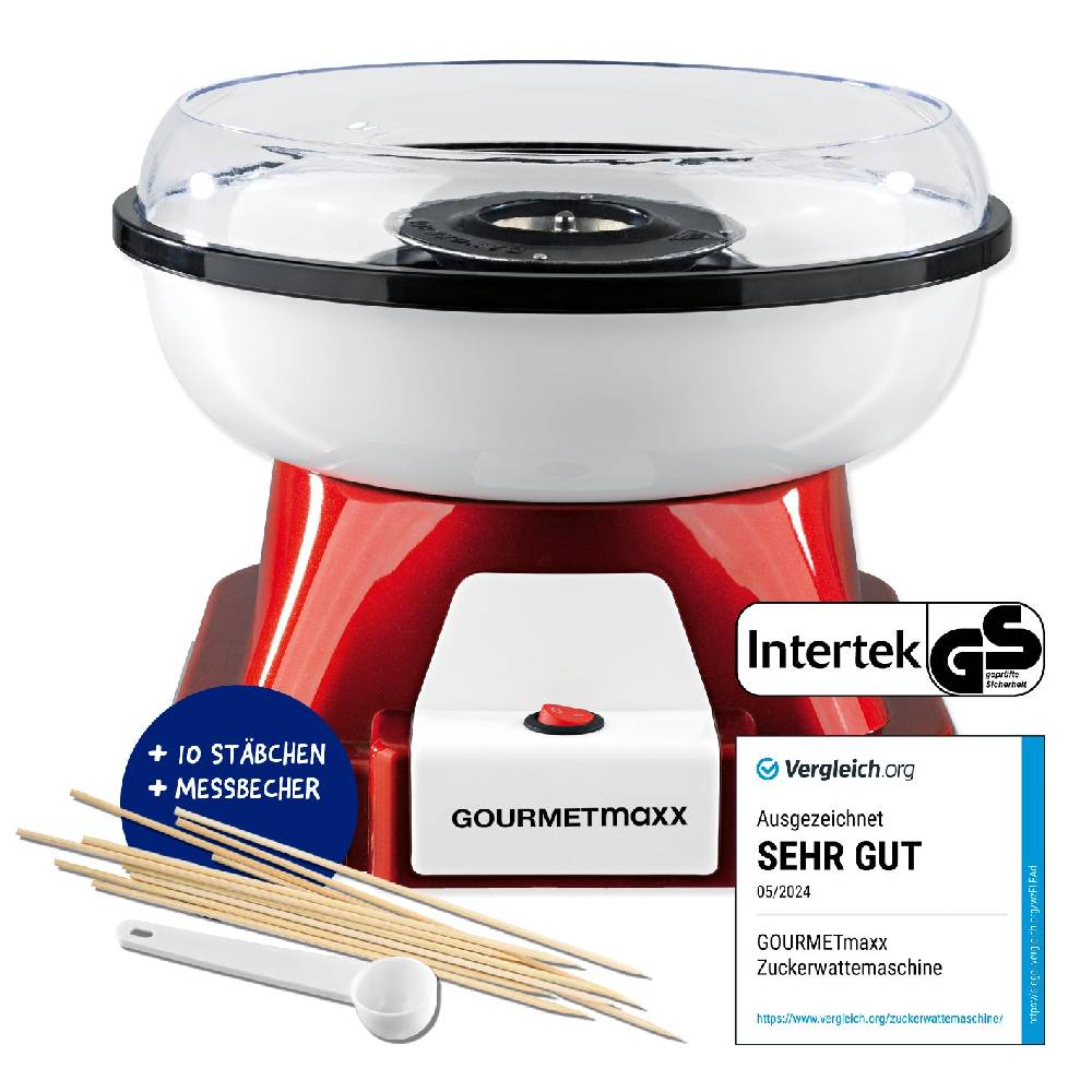 GOURMETmaxx Zuckerwatte-Maschine - rot/weiß Große Rabatte
