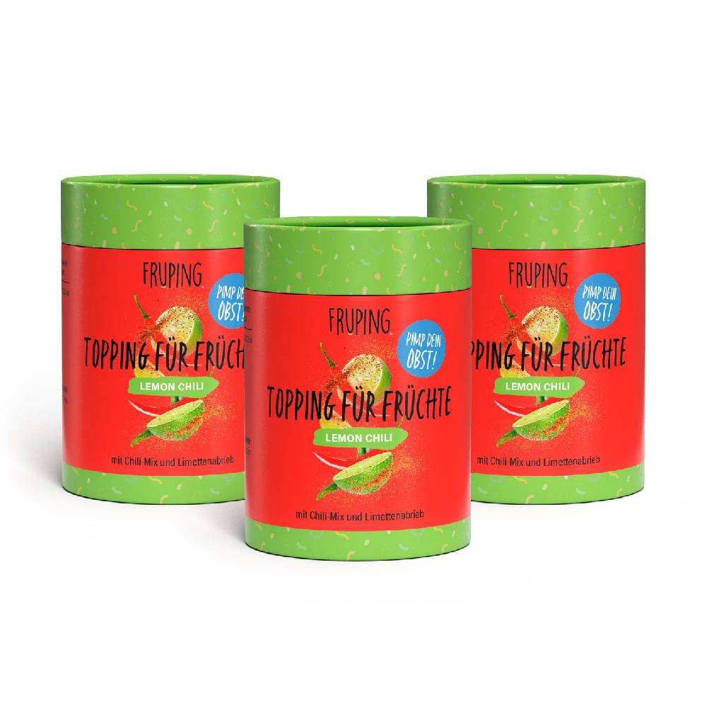 Fruping Topping für Früchte - Lemon Chili - 3er-Set (3x 45g) Kauf eins, bekomm eins gratis