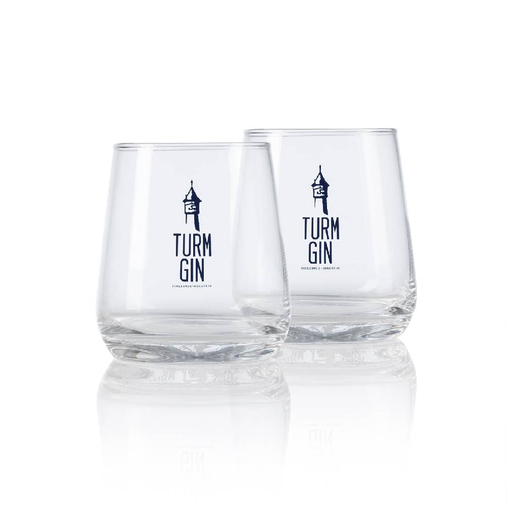 TURM GIN Glas mit Logo und Siegel - je 370 ml - 2er-Set Rabatt