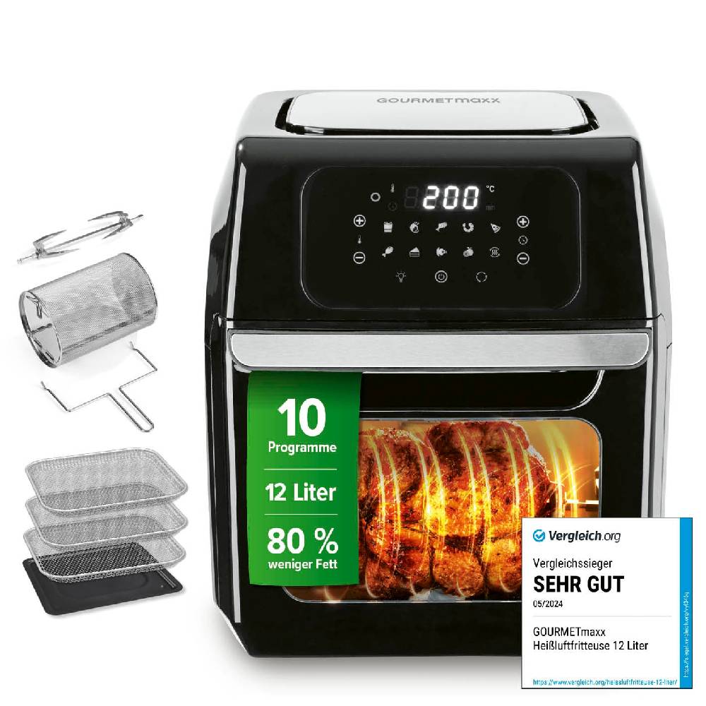 GOURMETmaxx Digitale Heißluftfritteuse - 12 l - Schwarz Sonderangebote