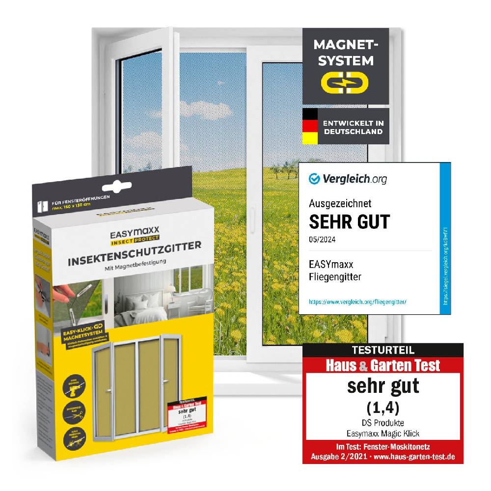 EASYmaxx Insektenschutzgitter mit Magnetbefestigung - bis 150 x 130 cm Lagerräumung