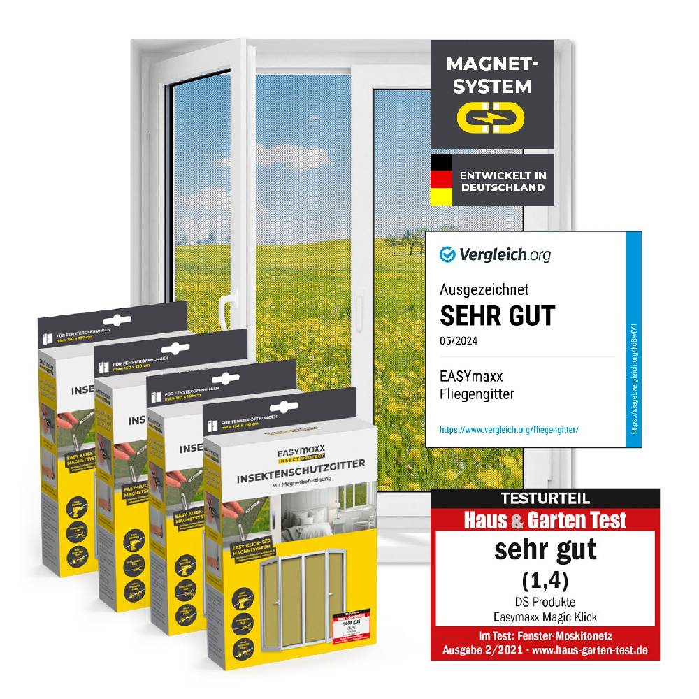 EASYmaxx Insektenschutzgitter mit Magnetbefestigung - 4er-Set Tägliche Deals
