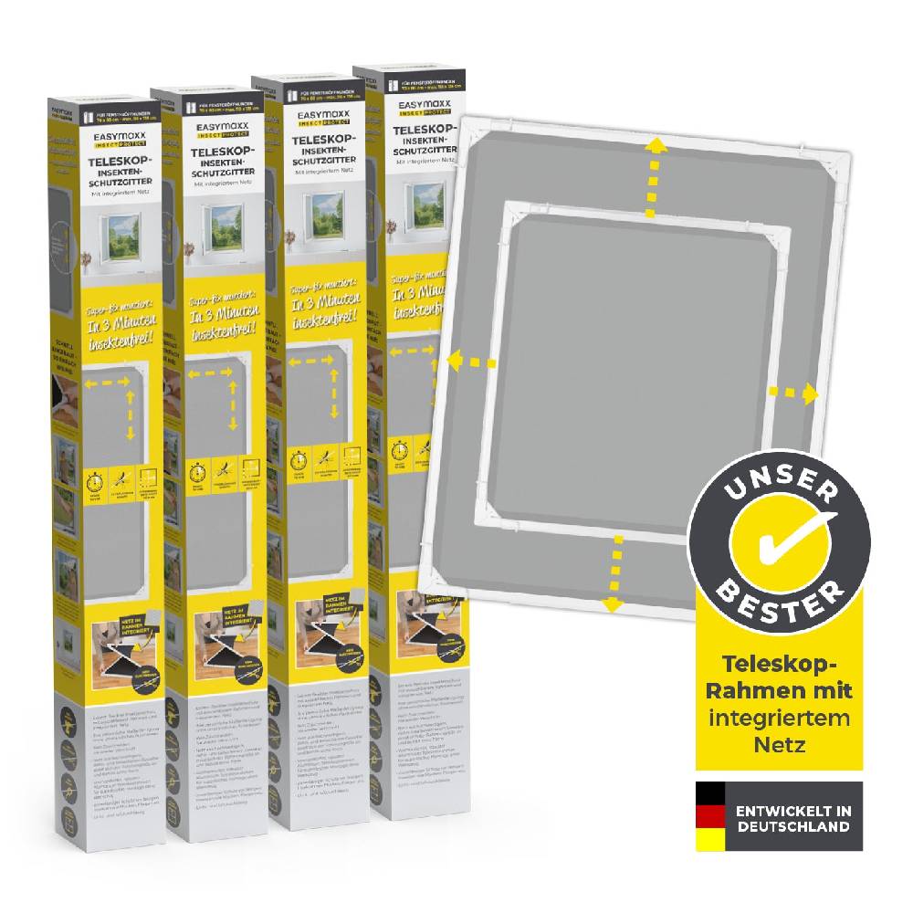 EASYmaxx Teleskop-Insektenschutzgitter mit integriertem Netz - 4er-Set - weiß Bis zu 65% Rabatt