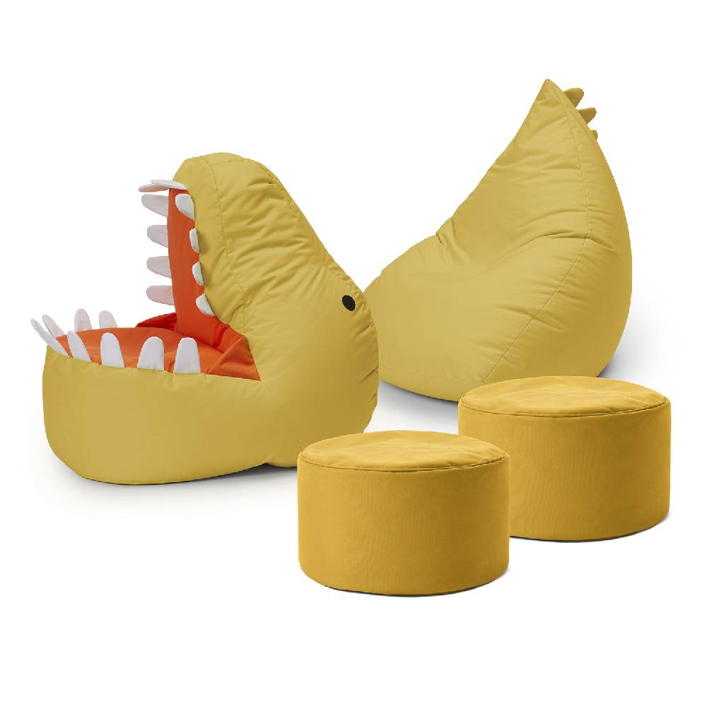 LUMALAND Kindersitzsack-Set "Dino" (4-tlg.) - indoor & outdoor - Senfgelb Meist gekauft