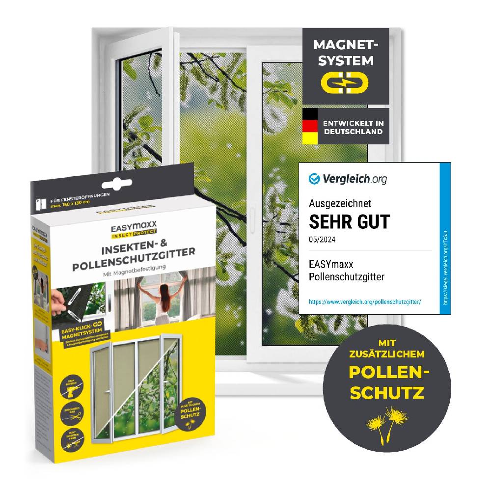 EASYmaxx Insekten- & Pollenschutzgitter mit Magnetbefestigung für Fenster bis zu 130 x 150 cm im Angebot
