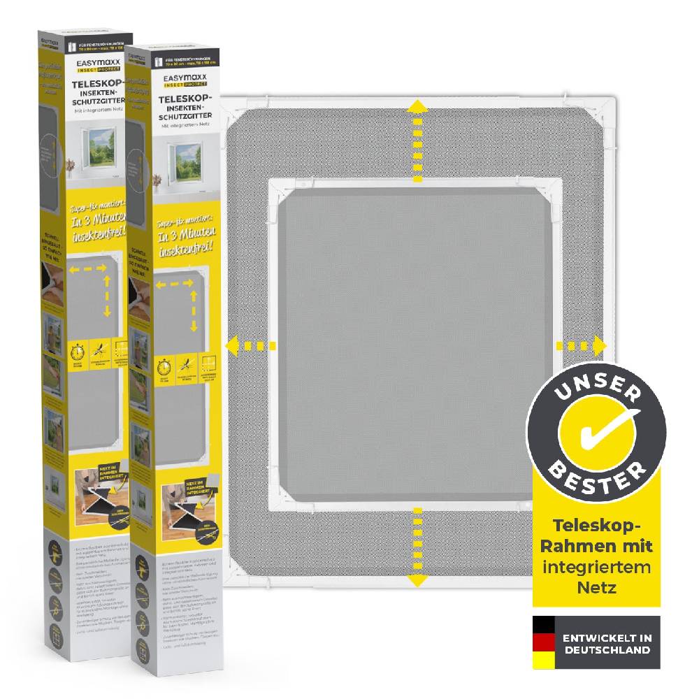 EASYmaxx Teleskop-Insektenschutzgitter mit integriertem Netz - 2er-Set - weiß Fabrikverkauf