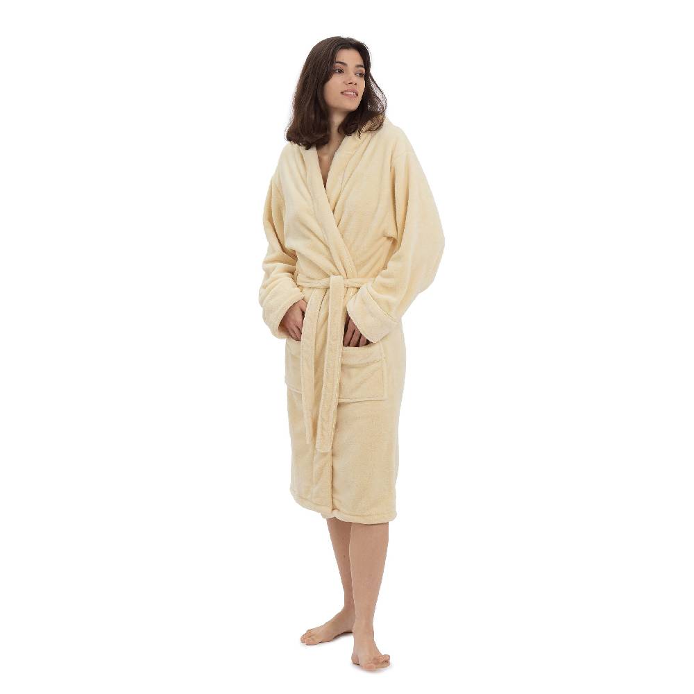LUMALAND Luxury Mikrofaser Bademantel mit Kapuze für Damen und Herren - Creme - Größe S Top Angebot