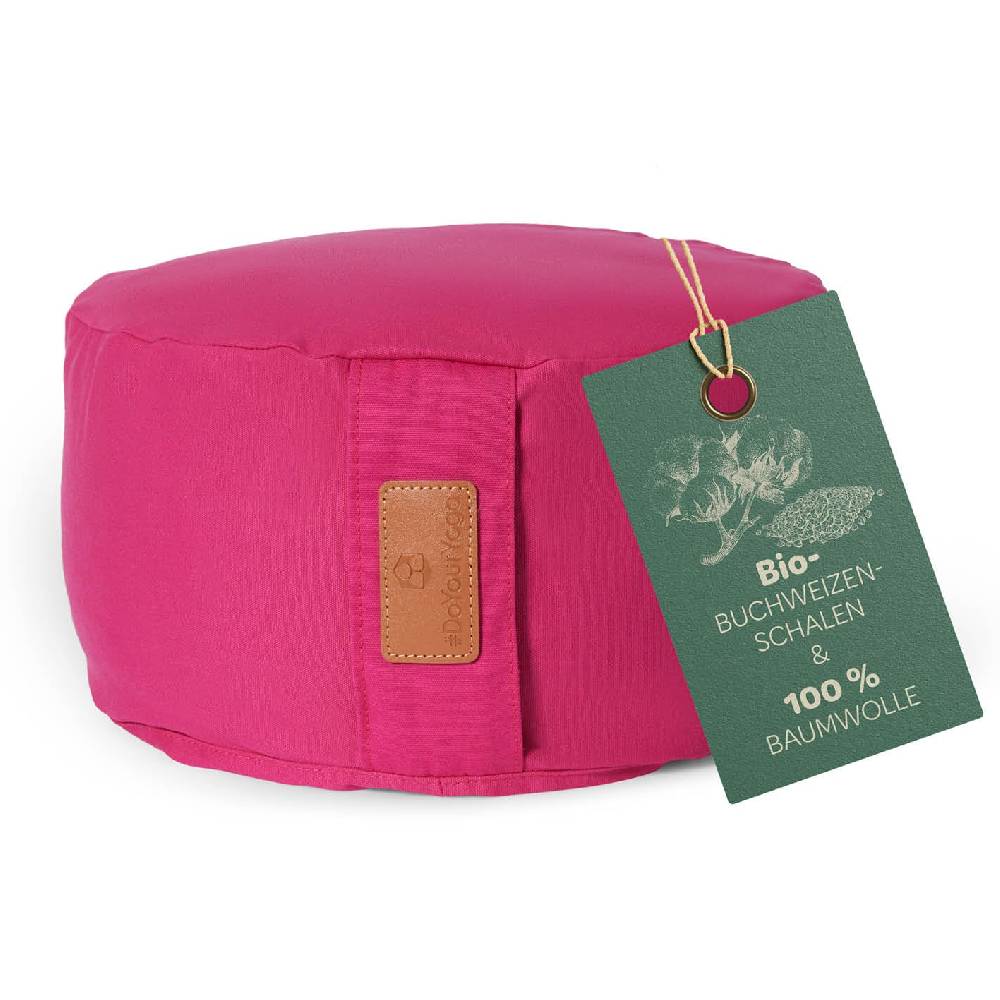 #DoYourYoga Yoga-Kissen Vishnu - gefüllt mit Bio-Buchweizenschalen - Rund 30 x 30 x 15 cm - Pink Weihnachtsangebot