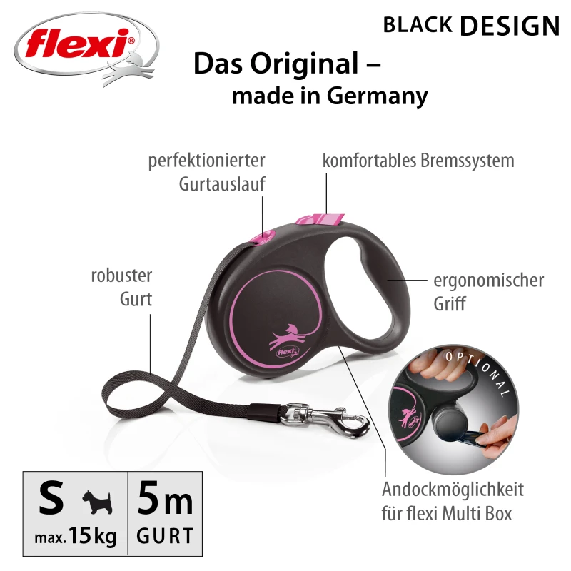 fressnapf Flexi Black Design Gurt pink S 5 m 15 kg Muttertagsangebot