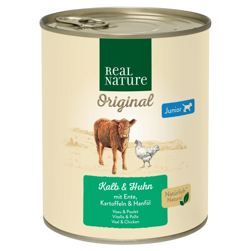 fressnapf REAL NATURE Original Nassfutter für Hunde Junior Kalb & Huhn 6x800 g Bis zu 65% Rabatt