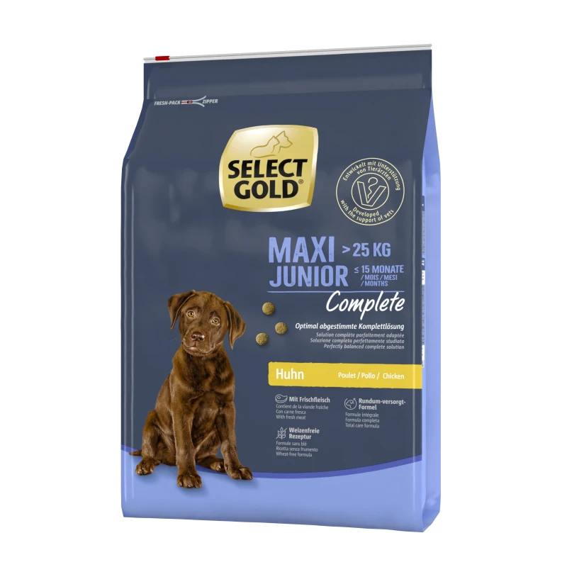 fressnapf SELECT GOLD Complete Maxi Junior Huhn 4 kg Nur noch ein Tag übrig