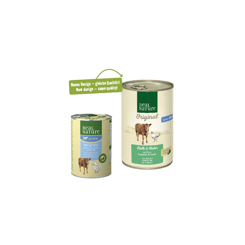 fressnapf REAL NATURE Original Nassfutter für Hunde Junior Kalb & Huhn 6x400 g Speichern exportieren
