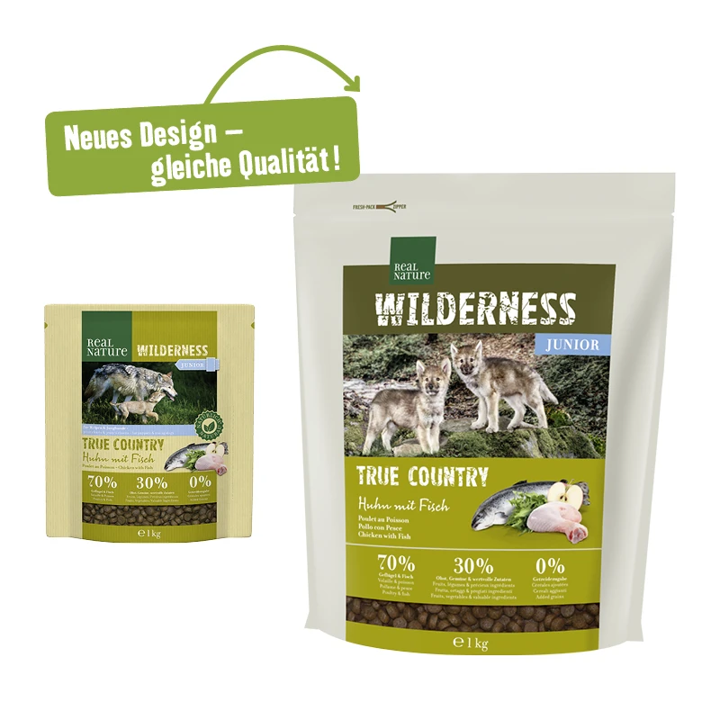 fressnapf REAL NATURE WILDERNESS Junior True Country Huhn mit Fisch 1 kg 50% Rabatt für begrenzte Zeit